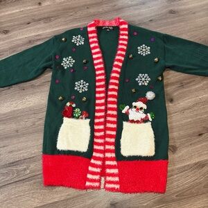 🎄United States Embellished Festive Green and Red Christmas Cardigan size small